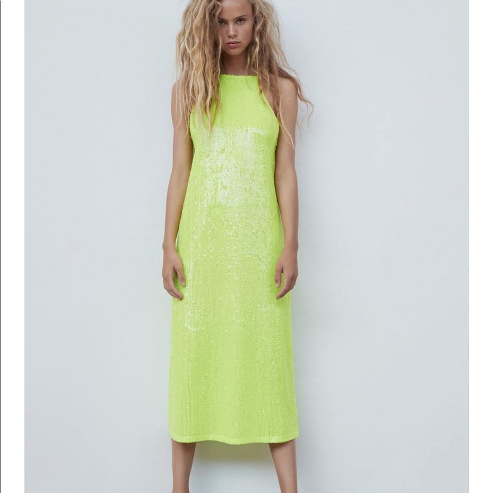 Zara sequin yellow dress